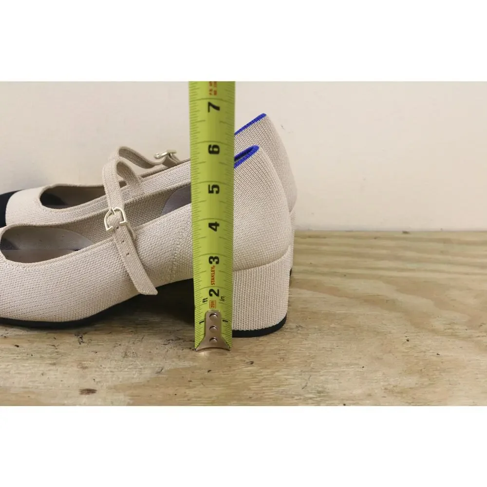 New Rothys 8.5 The Mary Jane Heel Cream Captoe Slip On Shoes Pumps